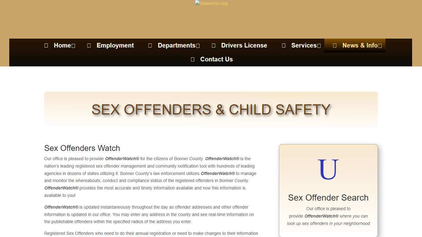 Sex Offenders & Child Safety BonnerSO.org